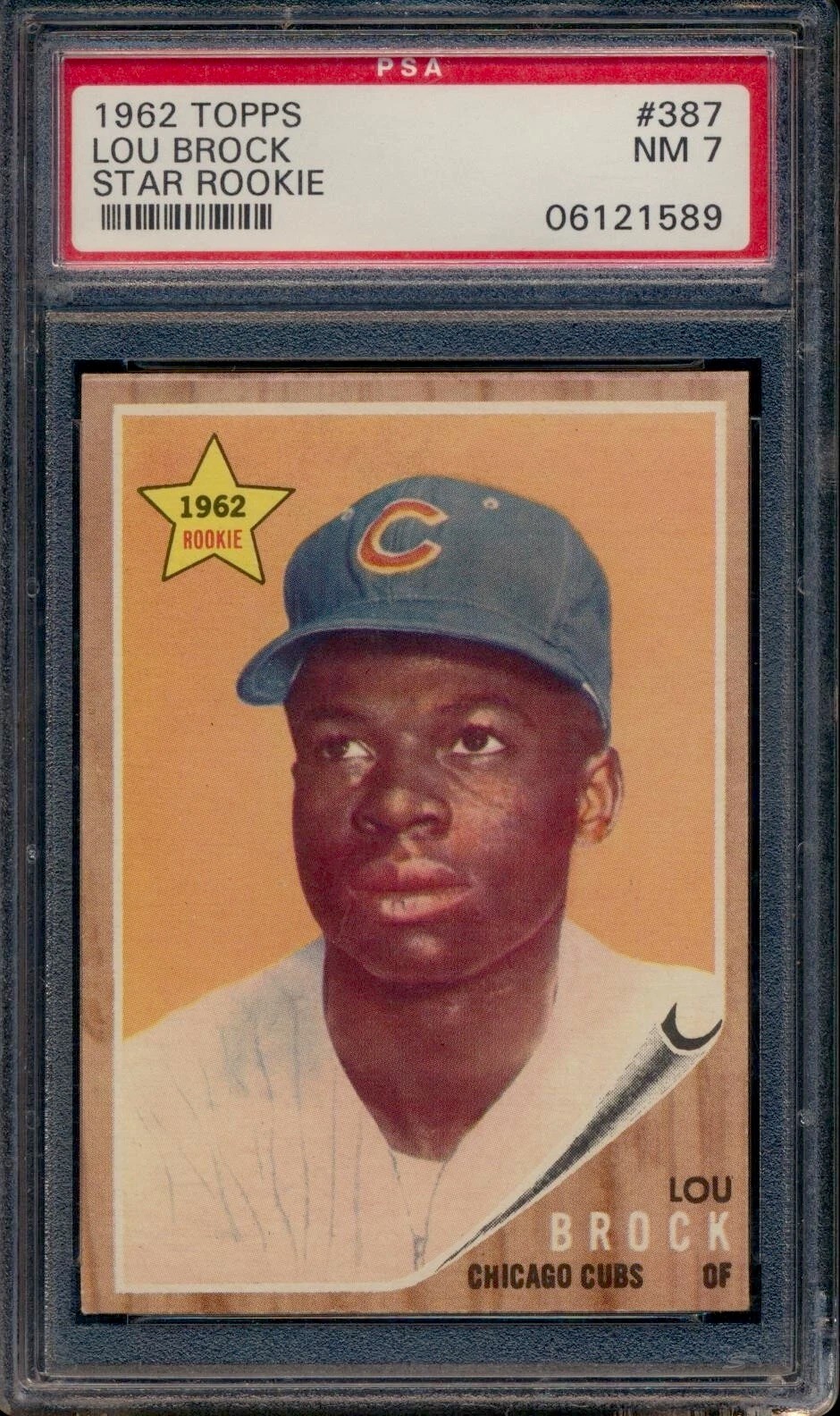1962 Topps Lou Brock #387 HOF RC Chicago Cubs Rookie PSA 7 Absolute Beauty!