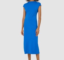 Vince Camuto Womens Blue Solid Funnel Neck Dolman Cap Sleeve Dress Size M