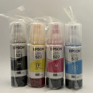 New Sealed Genuine Epson 522 Ink Bottles 4 Pack for EcoTank Printers Exp 2029