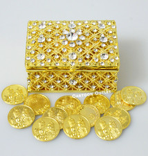 Arras De Boda Gold Wedding Ceromony Unity 13 Coin Set Chest BRIDAL Rhinestones