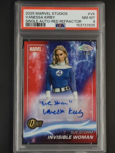 Vanessa Kirby Invisible Woman 2025 Chrome Marvel Studios Auto Red 1/5 PSA 8 [2hk