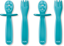 NUK Pretensil Dipper Spoon  Fork Set, Baby  Toddler Self-Feeding Utensils, Eas