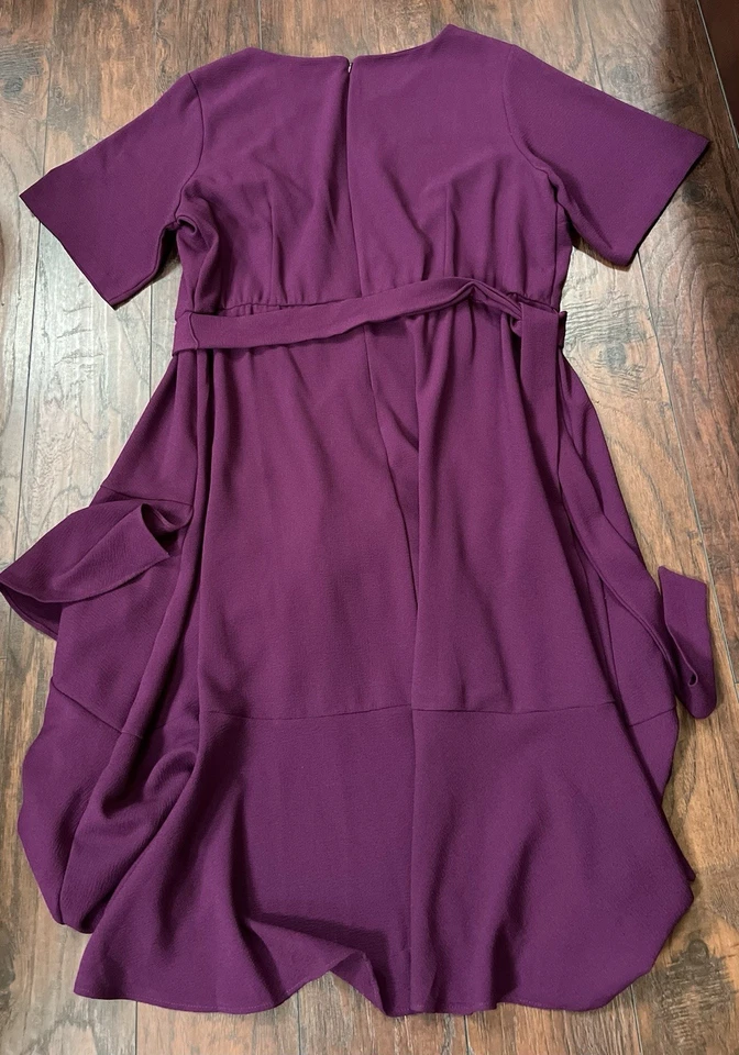 Lane Bryant Plum Ruffle Hem Fit And  Flare Dress Size 24 Short Sleeve - Image 2 of 4