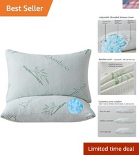 Memory Foam Pillows Queen Size set of 2, Shredded Memory Foam Bed Pillow for ...