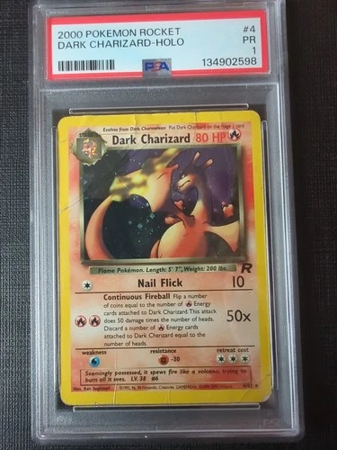 PSA 1 Dark Charizard 4/82 Holo Foil Rare Team Rocket 2000 Pokemon WoTC PR