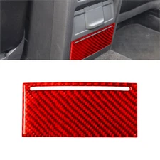 For Volkswagen Passat Red Carbon Fiber Interior Rear Storage Box Cover Trim
