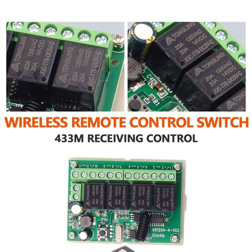 DC 4-Channel 443MHz Wireless RF Remote Control Relay Switch With 2 Receiver NeVZ - Picture 4 of 9