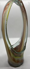 Vintage Handblown/Stretched Art Glass Basket Vase