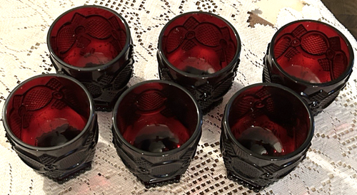6 AVON 1876 Cape Cod Ruby Red Glass Footed Tumblers - Picture 3 of 4