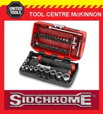 SIDCHROME SCMT12114 38pce METRIC 1/4” NANO SOCKET SET WITH ROTATOR RATCHET