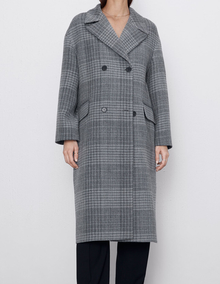 THETOE Fleet Wool Coat グレー（チェック） Zara Women Plaid Wool Coat Gray 2092/540 Size M NWT | eBay