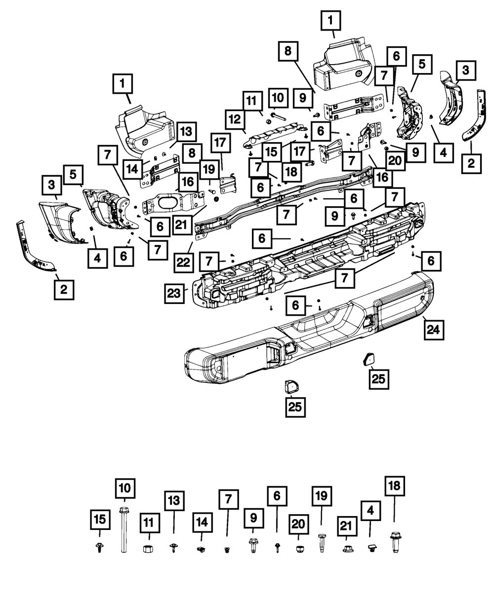 2018 - 2021 2022 Jeep Wrangler Rear Bumper Impact Absorber 
