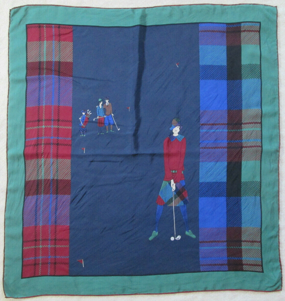 Foulard En Soie 100% Vintage - Dimensions 83 X 87 Cm, Couleurs Rouge Et Noir, Occasion De Caractère