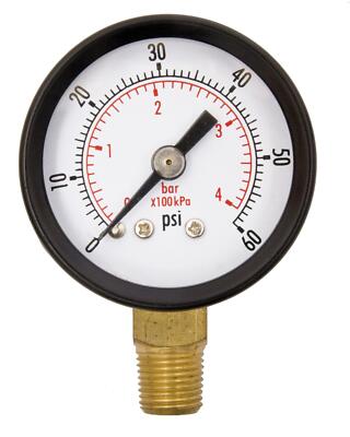 1-1/2'' Utility Pressure Gauge - 1/8'' NPT Lwr Mount, 60PSI GSAD1511-060UPD