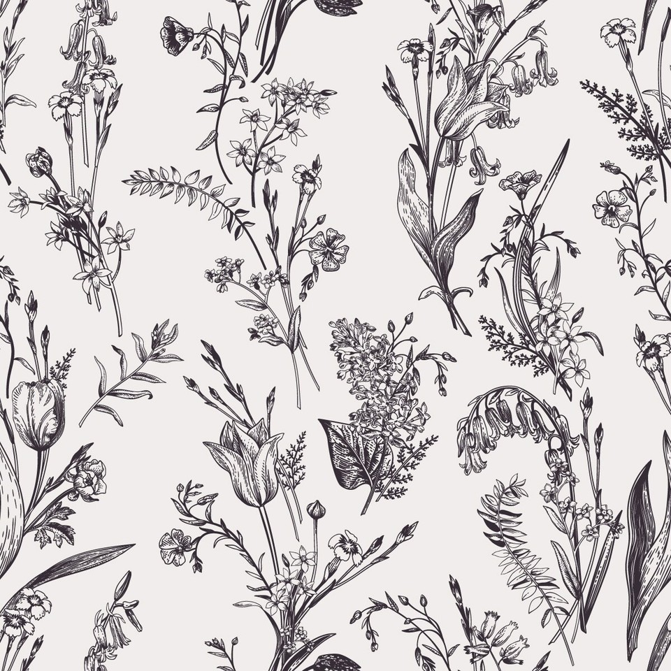 Black and White Wildflowers Wallpaper Peel and Stick and Prepasted eBay