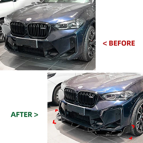 ABS Carbon Front Bumper Spoiler Lip Kit For BMW F97 X3M F98 X4M 2022 2023 2024 - Imagen 9 de 12