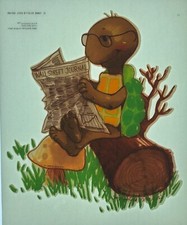 Original Vintage 1968 Turtle Reading Newspaper Iron On Transfer