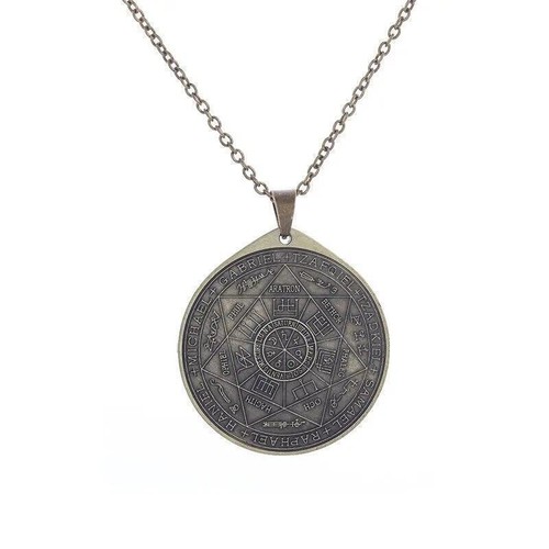 Ciondolo Talismano Sigillo Vintage di 7 Arcangeli Collana Protezione Amuleto - Foto 17 di 24