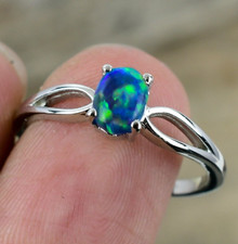 Ethiopian Blue Fire Opal Ring 925 Sterling Silver Ring For Women Purpose Ring