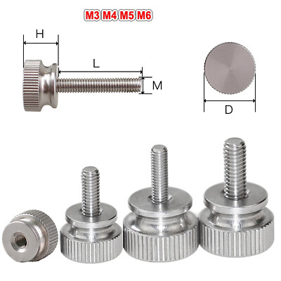 KNURLED THUMB SCREW STAINLESS STEEL FLAT HEAD GRIP KNOB HAND TURN KNOB BOLT NUTS