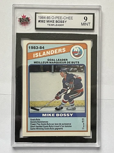1984-85 O-Pee-Chee Hockey Goal Leader #362 Mike Bossy NY Islanders - KSA 9 Mint