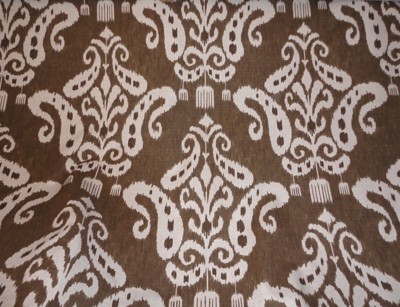 7 YARDS VILBER TEXTILES FABRIC ~ KILIM ~ BEIGE & BROWN ~ DRAPERY / UPHOLSTERY