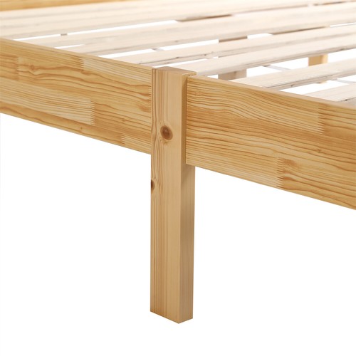 Holzbett Doppelbett 160 x 200 cm Kiefernholz Massiv Bettgestell mit Lattenrost - Bild 7 von 12