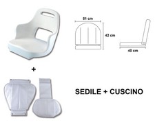 SEDILE BIANCO IN POLIETILENE + CUSCINO - NAUTICA BARCA GOMMONE