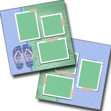 Beach Bum Flip Flops - 2 Premade Scrapbook Pages - EZ Layout 6100
