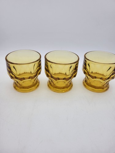 Vintage amber Glasses set of 7 Georgian Viking Honey Comb 3 different sizes PICS - Picture 7 of 8