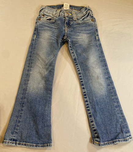 True Religion Kids Jeans Sz 5 Medium Wash Y2K Blue Denim Boot Cut Button Pockets