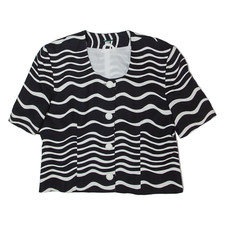 Giacca Blazer Vintage Da Donna Blu A Righe Anni '90 M