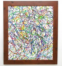 28x24 ORIGINAL ABSTRACT EXPRESSIONIST SIGNED PAINTING.  BRADY 2024