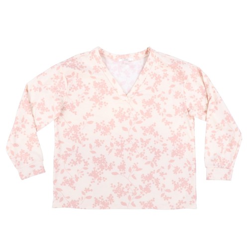 FLORA Womens By Flora Niktooz Blue Floral Ribbed Short Sleeve T