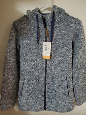 Roxy Blue Full Zip Up Hoodie Warm Flight Jacket Doe Technical X-Small NWT 