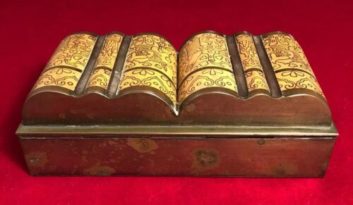 Vintage antike chinesische Emaille Cloisonné Schatulle ungewöhnliche Form Top Zustand - Bild 3 von 8