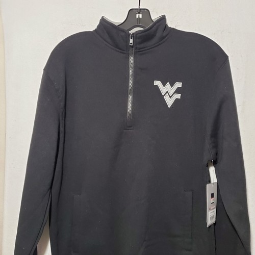 West Virginia Mountaineers Sweatshirt Men’s Small 1/4 Zip Sweater Black NWT - Picture 2 of 11