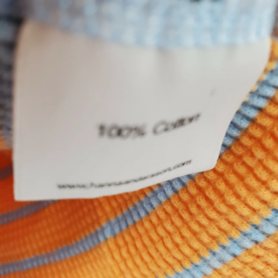 Hanna andersson 110 Orange Blue Striped Thermal Boys Top Size 5 Cotton - Image 4 of 4