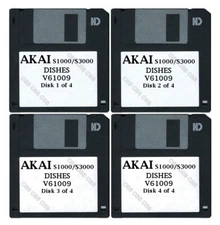 Akai S1000 / S3000 Set of Four Floppy Disks DISHES V61009