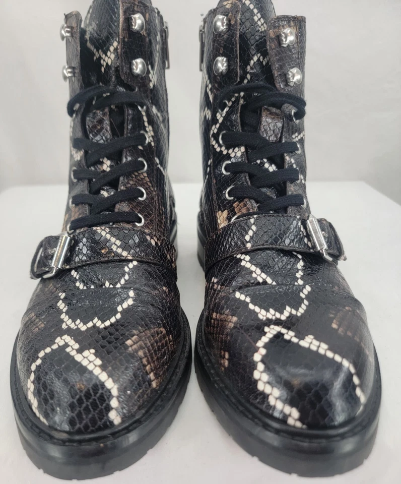 Botas de combate AllSaints Donita marrón piel de serpiente con cordones Euro 40 para mujer EE. UU. 9,5 Foto 3 de 4