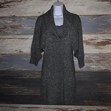 I.N. San Francisco Women’s Cow Neck Sweater Dress Size Large L Gray Knit 