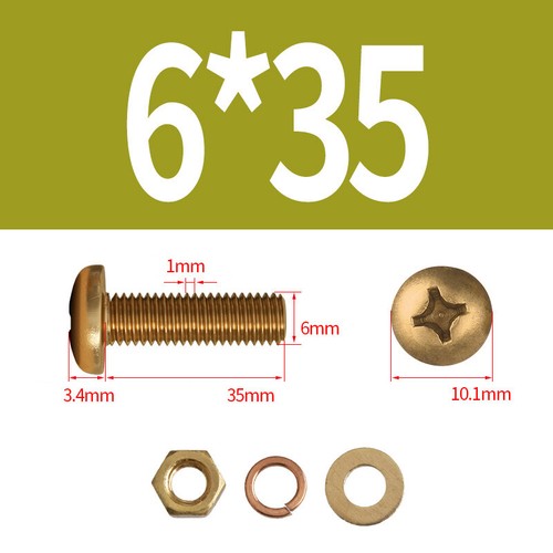 Brass Phillips Screws Bolts with Washers & Nuts Metric M3 M4 M5 M6 M8 - Picture 48 of 62