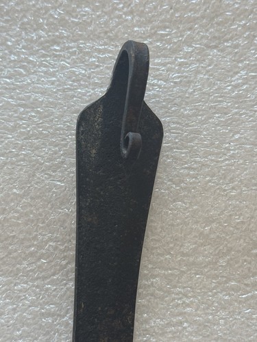 Amazing Antique Hand Forged Iron Flesh Fork Inlaid Brass Hearts Folk Art Signed - Picture 9 of 18