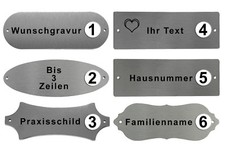 EDELSTAHL TÜRSCHILD Namensschild XL mit Text Personalisiert GRAVUR Hausnummer 