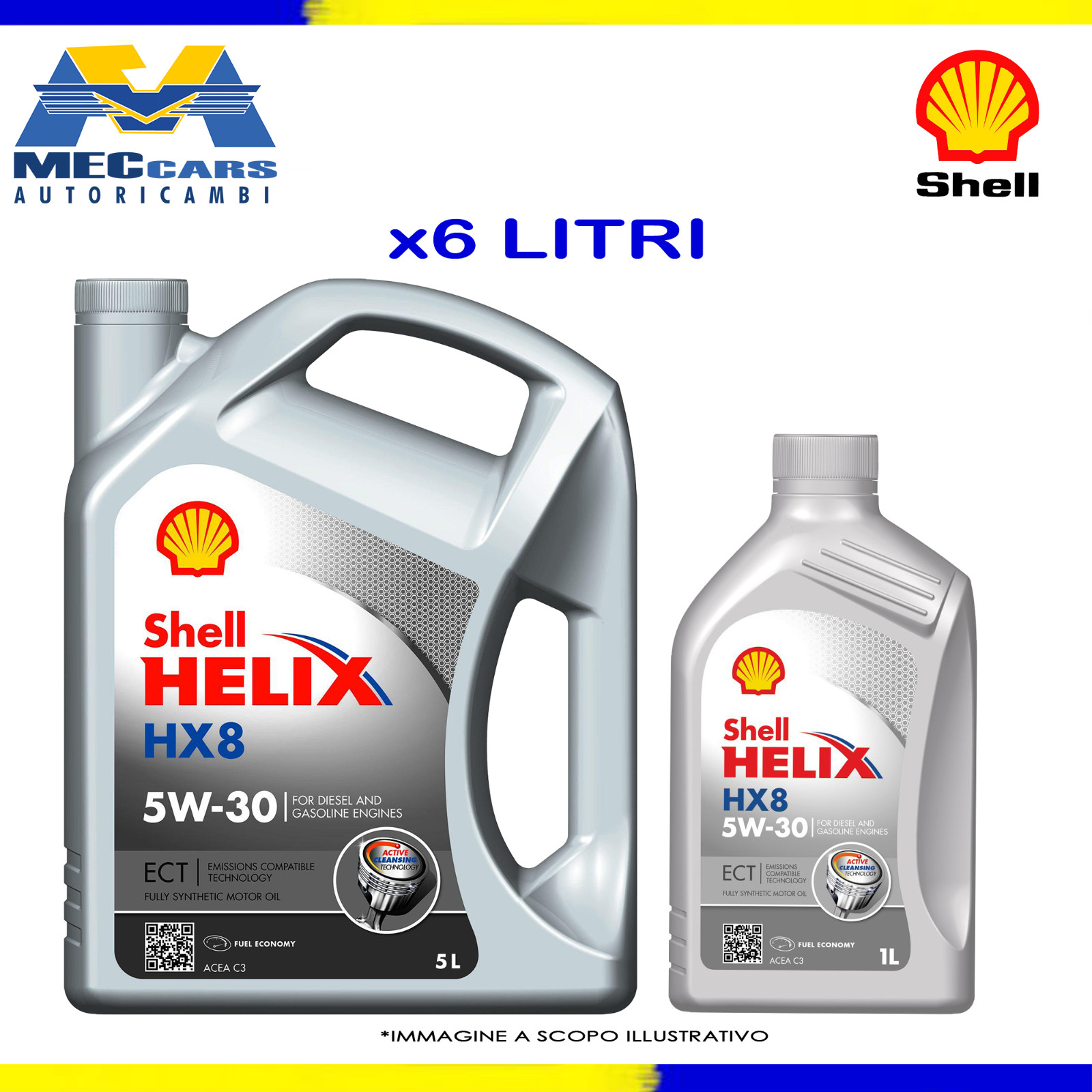 6 LITRI SHELL HELIX HX8 5W30 ECT OLIO MOTORE VW 504.00 507.00 AUDI MERCEDES BMW