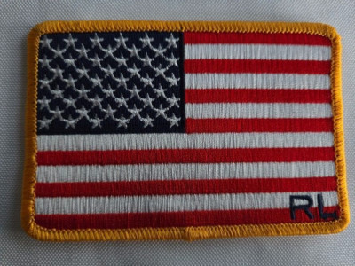 POLO Ralph Lauren American Flag Embroidered Patch Stick On 4'' - NEW