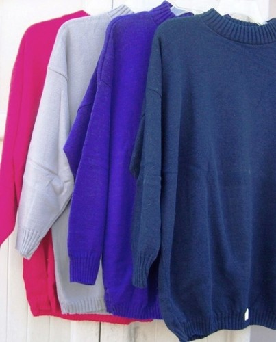 S.F.T.F. - STRAIGHT FROM THE FACTORY - WOMENS CREW NECK NAVY BLUE SWEATER - Picture 2 of 5