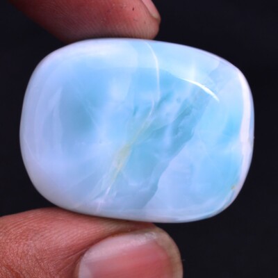 68.90 Cts Natural Larimar Sky Blue 32mm*25mm Glossy Shine Cabochon Huge Gemstone
