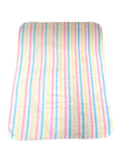 Vintage Blue Pink Yellow Stripe Waffle Weave Receiving Blanket 30" X 38" Infant
