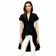 Womens Gothic Steampunk Tailcoat Jacket Renaissance Victorian V Neck Jacket